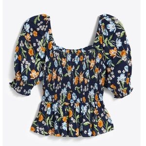 Draper James Smocked Floral Peplum Top
